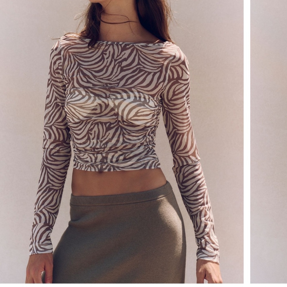 Brown Free People Zebra Print Women's Top
